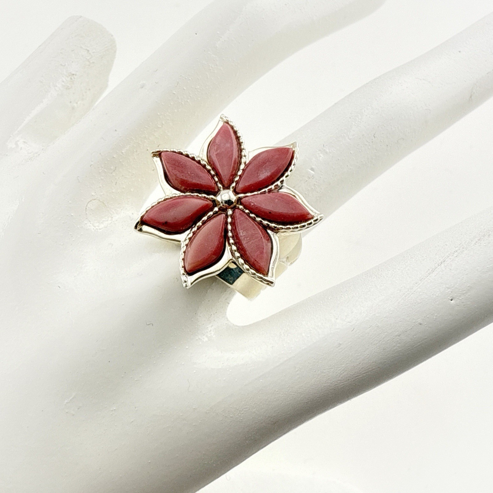 Jay King Ring Pink Stone Flower Starburst sz 6.5 Sterling Silver 925