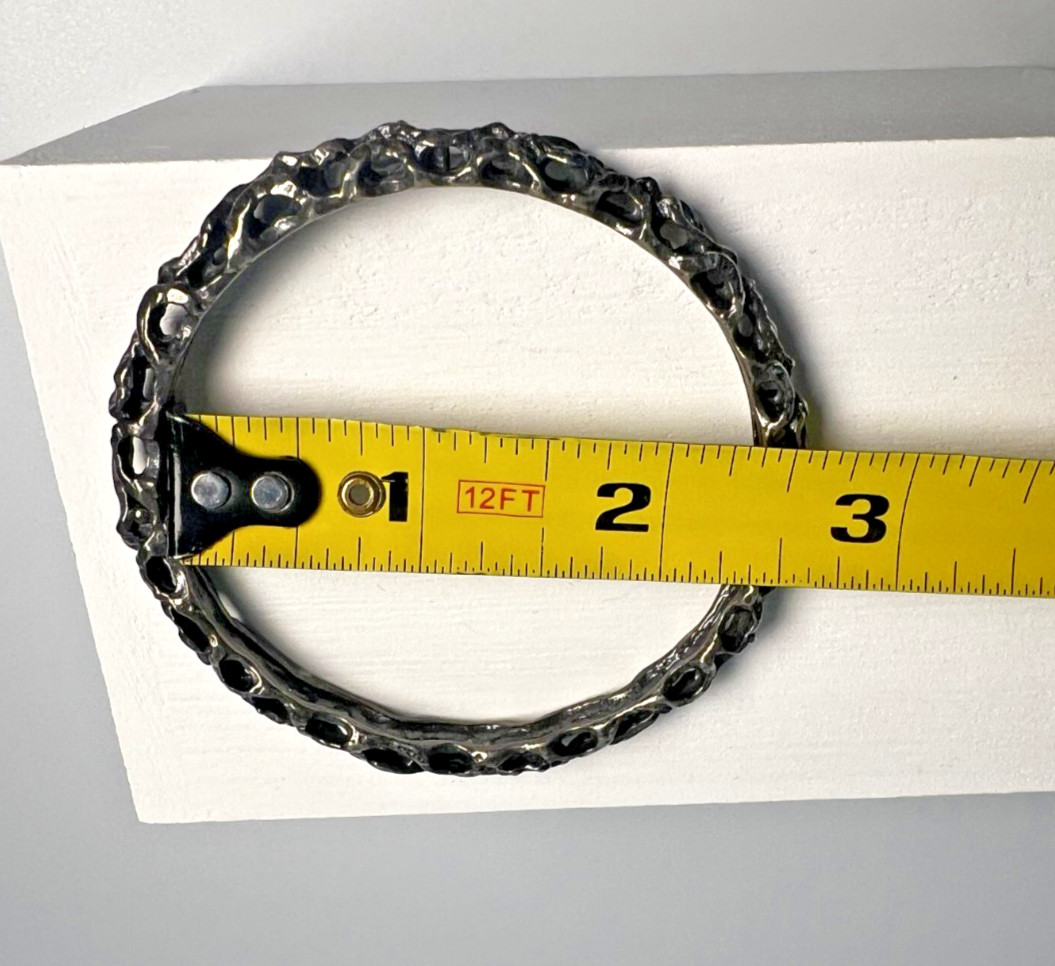 Robert Zentall Signed Brutalist Bracelet Gunmetal Silvertone 1970s RARE