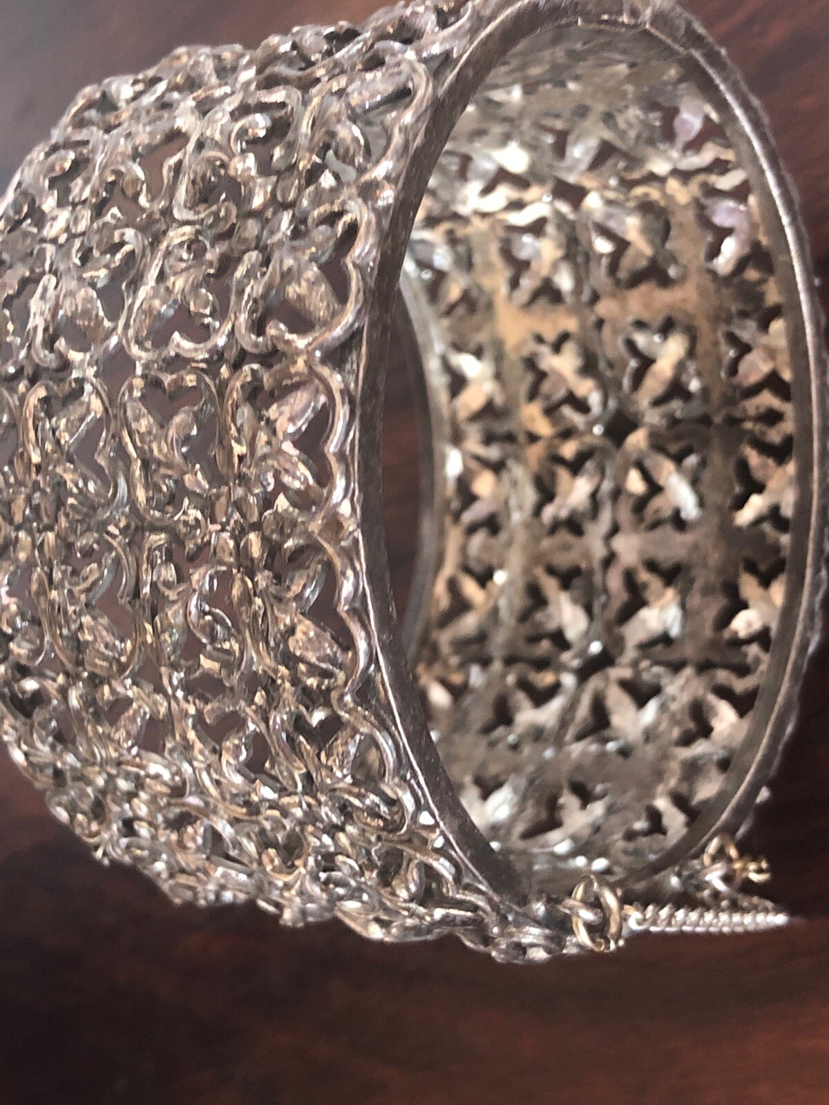 Amazing 1930s 1940s 1950s vintage thick Bartek hinged bangle bracelet signed