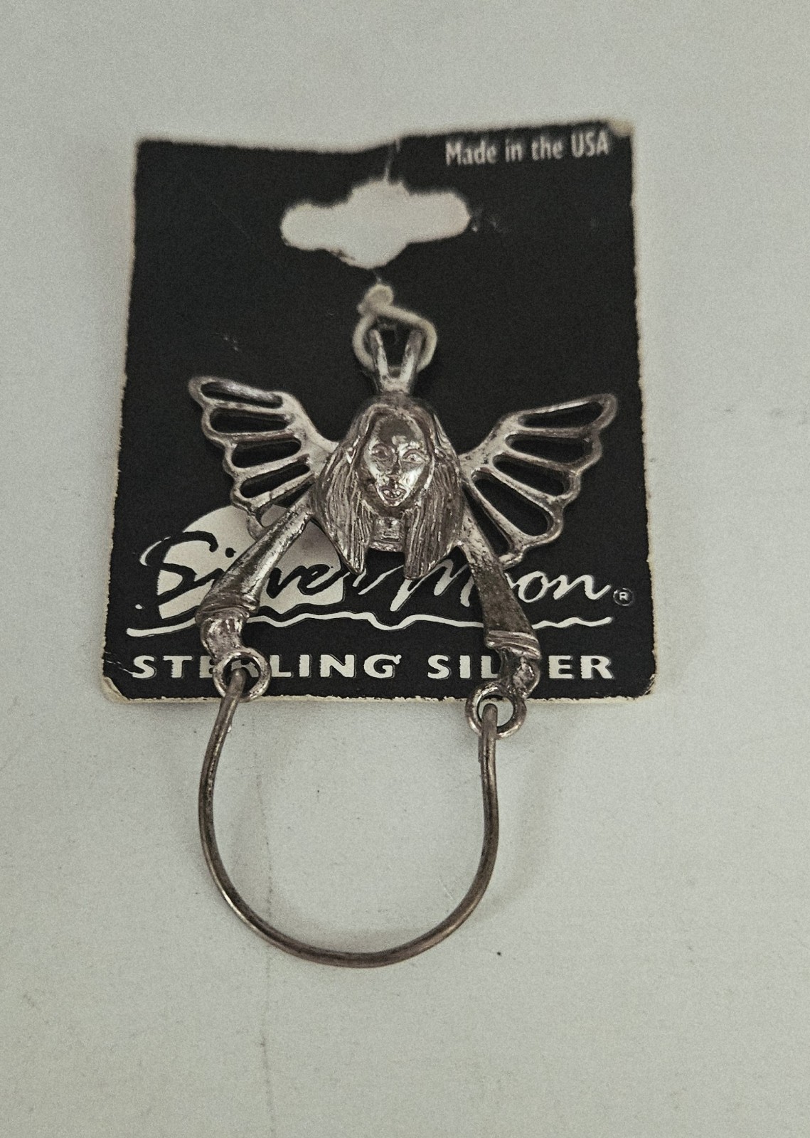 Vintage Sterling Silver Guardian Angel Charm Holder Pendant NEW by Silver Moon