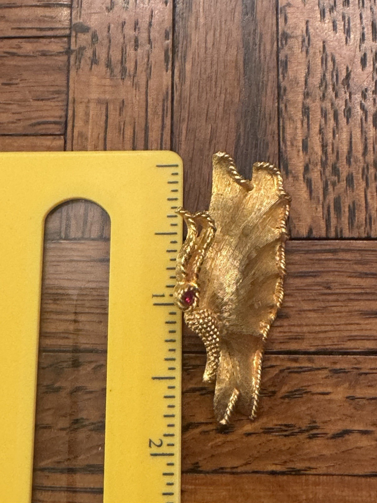 VINTAGE Rhinestone Gold Toned Butterfly Brooch Pin With Red Ruby Accent Juliana