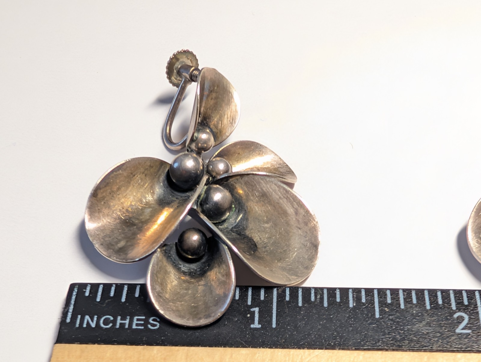 VINTAGE STERLING SILVER N.E. FROM DENMARK EARRINGS SIGNED HALLMARKED SCREWBACK