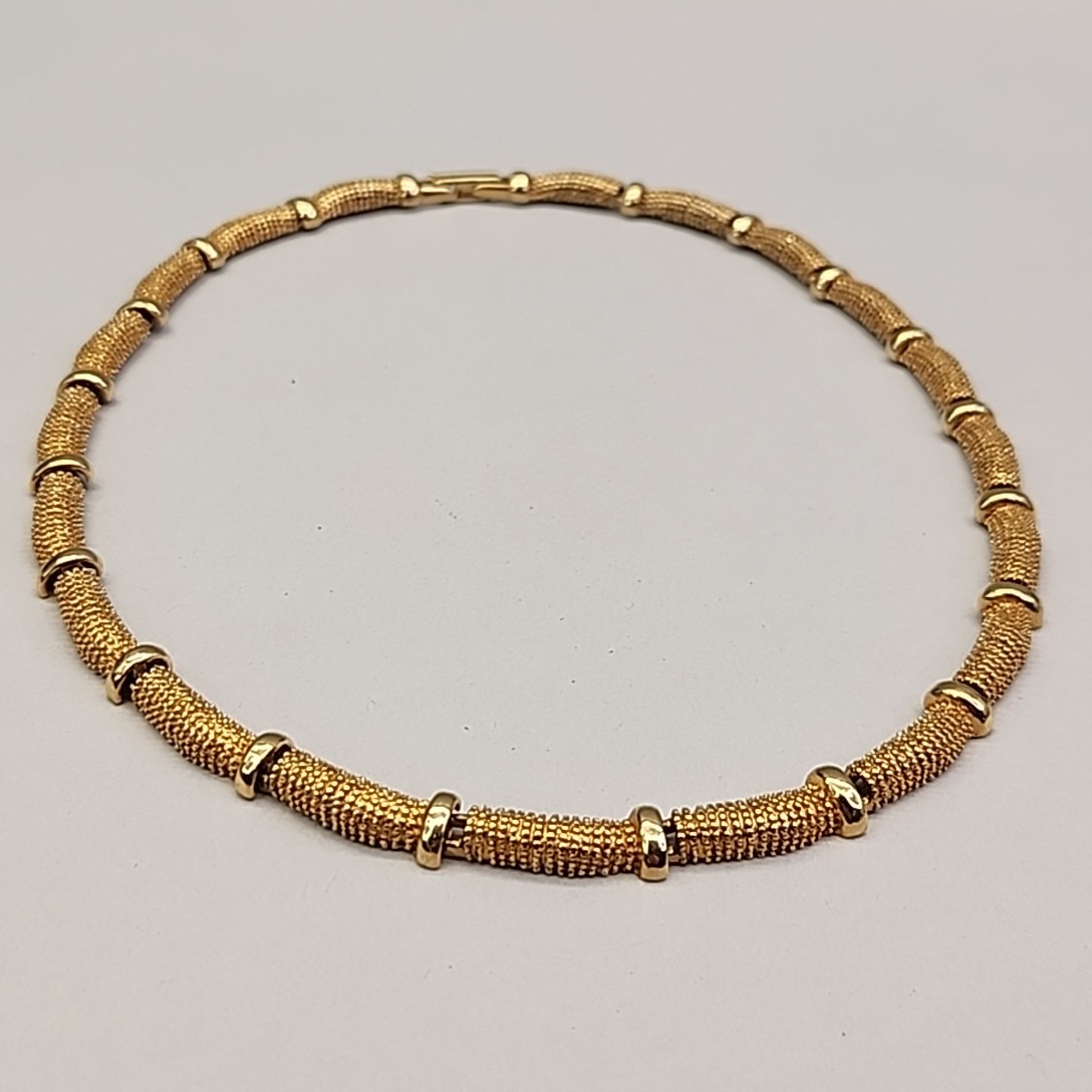 Vintage Avon Necklace Choker Pebbled Gold Tone Links 16.5″