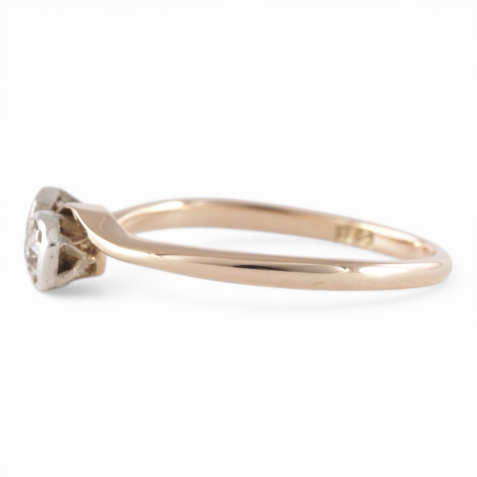 TWO SOULS 1920 Art Deco 18K Yellow Gold Old European Cut Diamond Toi Et Moi Ring
