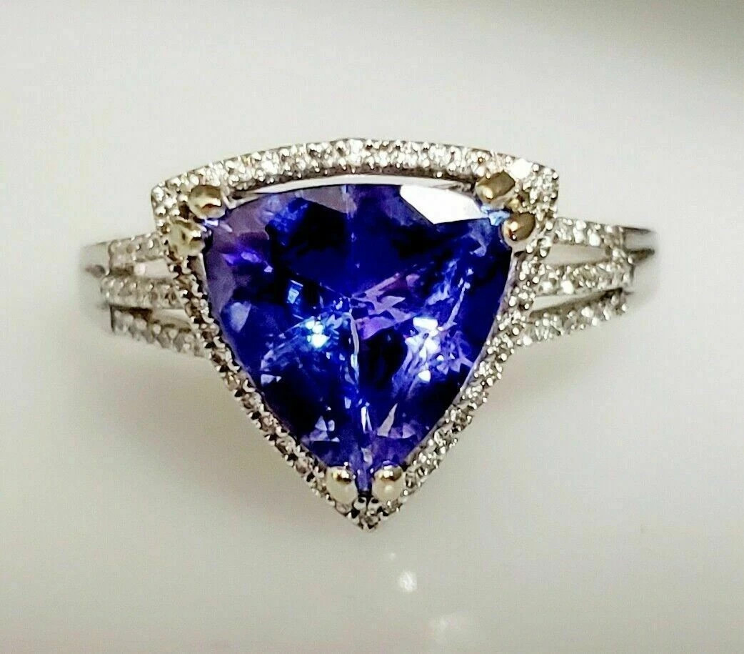 3Ct Art Deco Style Lab Created Diamond & Sapphire Wedding 14K White Gold FN Ring