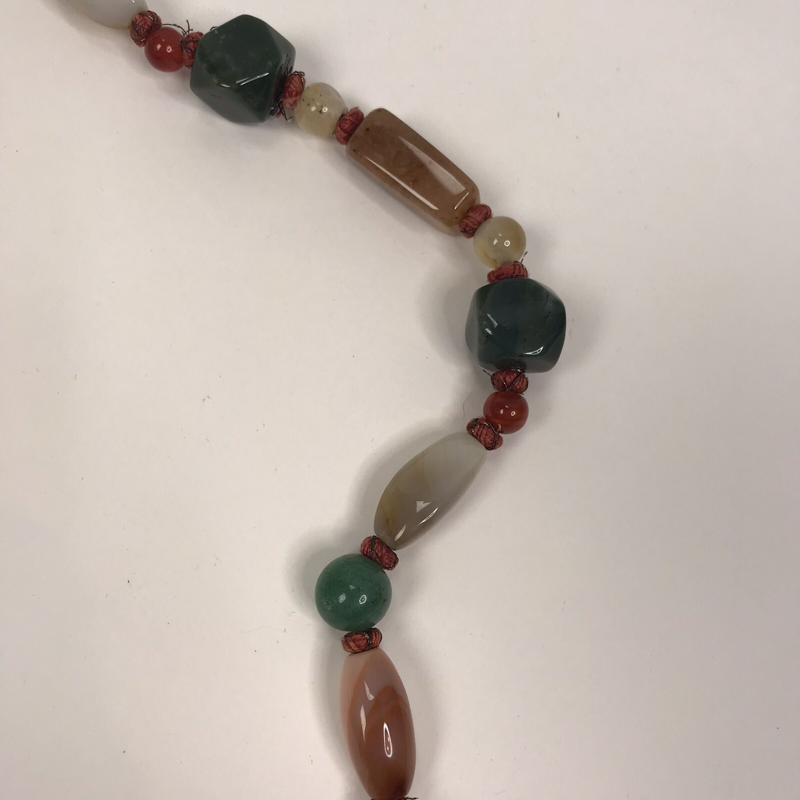 Vintage Necklace Polished GemStone beads Boho Earth tones hippy 60s 70s
