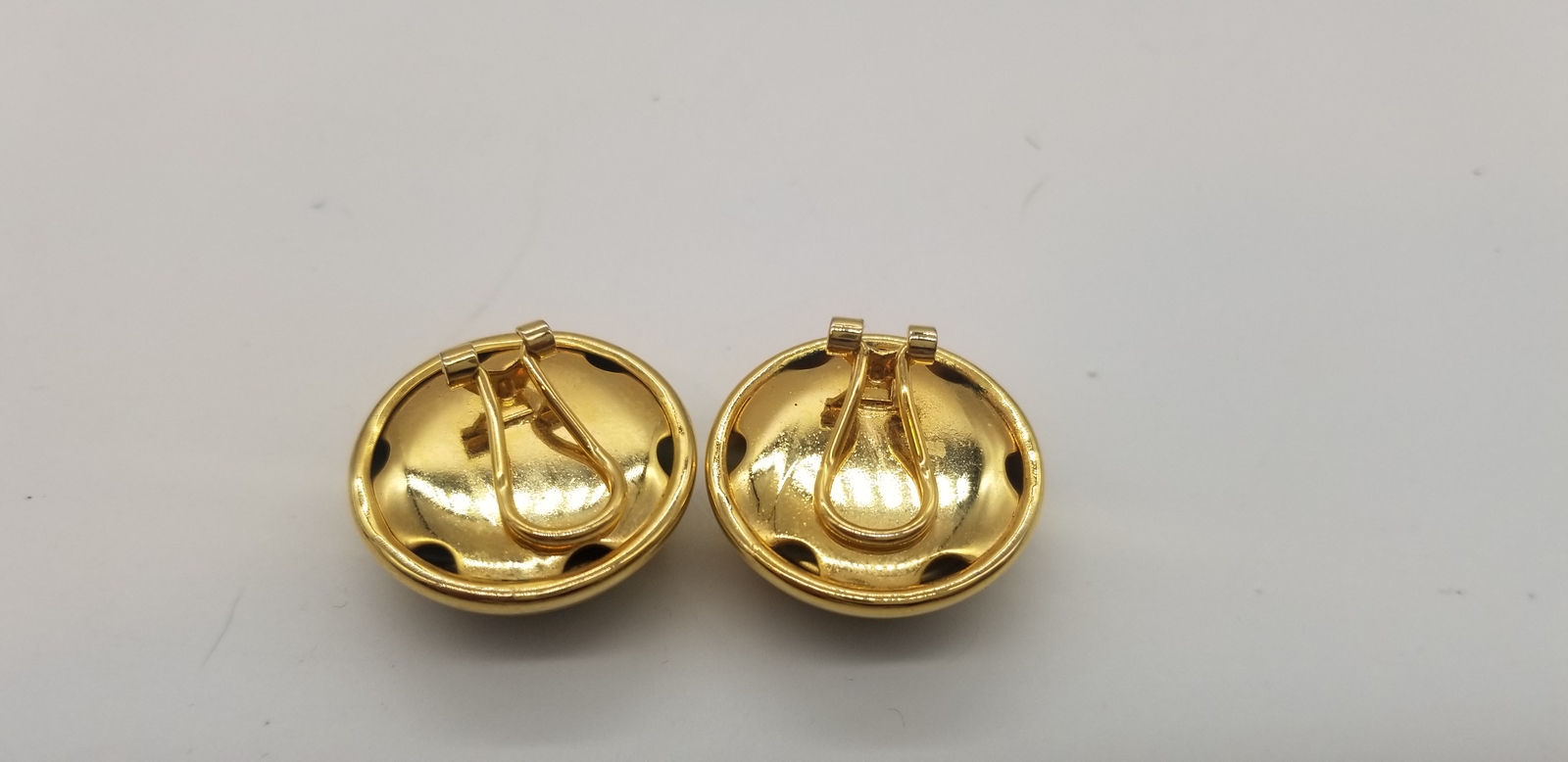 Vintage Lot Of 3 Pairs Of Gold Tone & Black Pierced Earrings Different Shapes A3