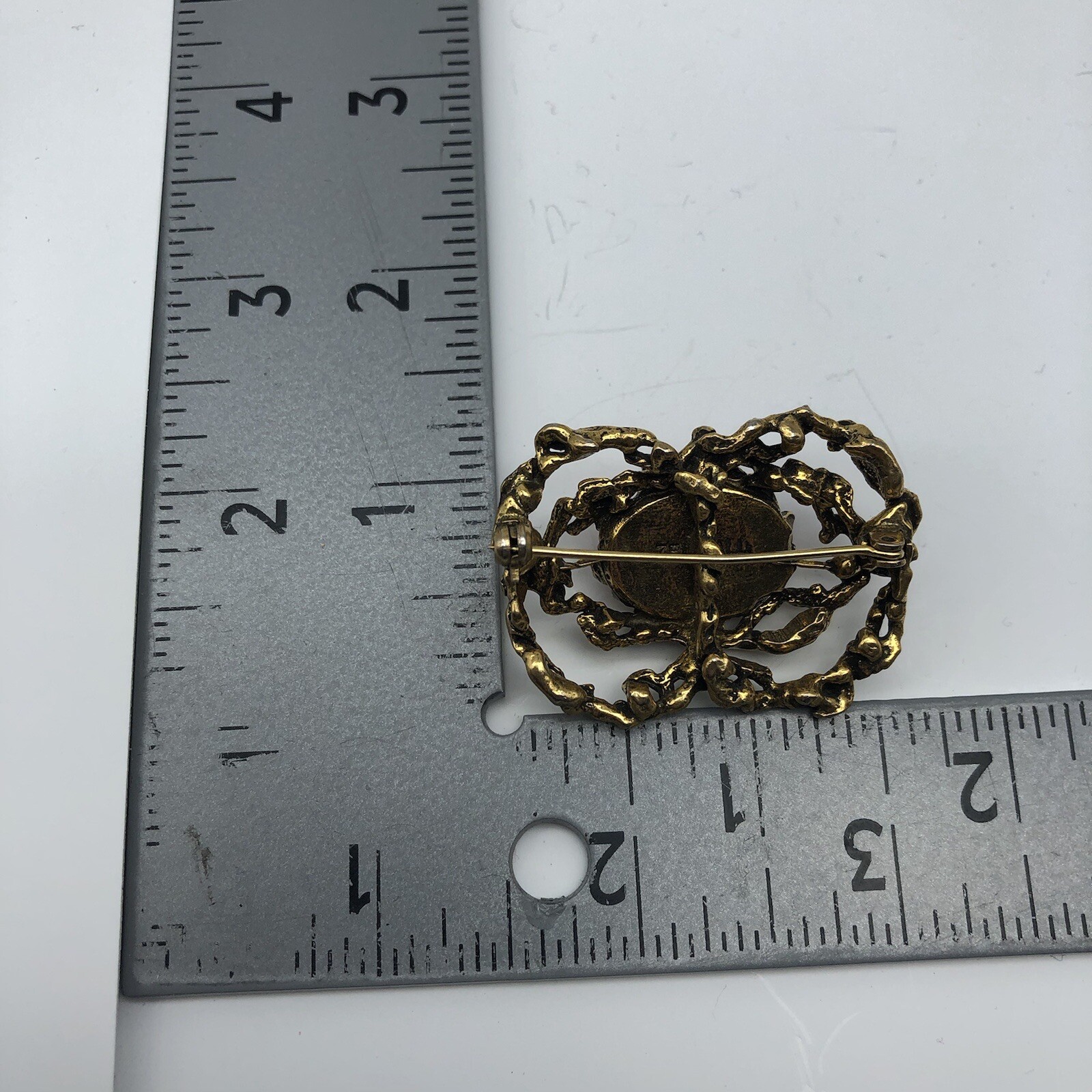 Vintage Zentall Brutalist Textured cabochon brooch pin