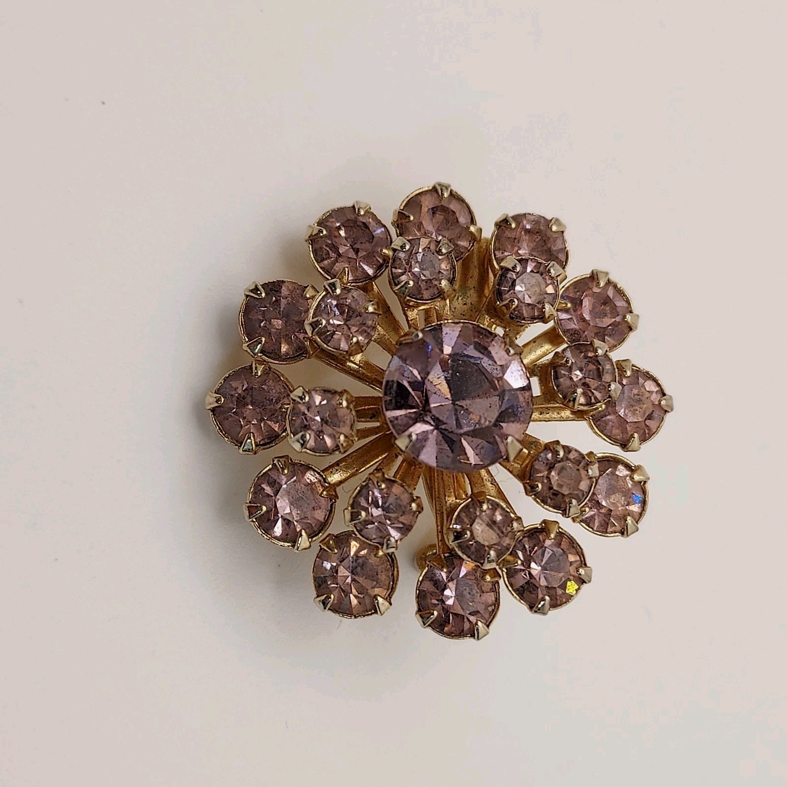 Vintage Set of 3 Retro Small Scatter Pins Brooches Heart Pink Starburst Filigree