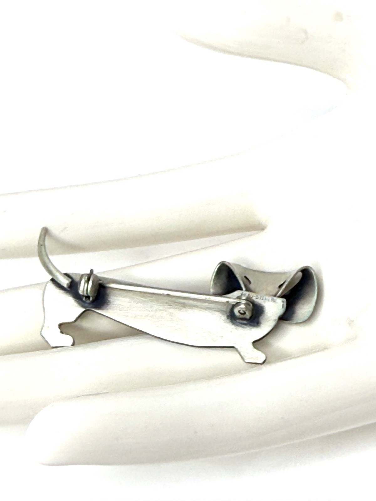 Beau Sterling 925 Dachshund Dog Brooch Pin – Vintage Figural Silver 2in