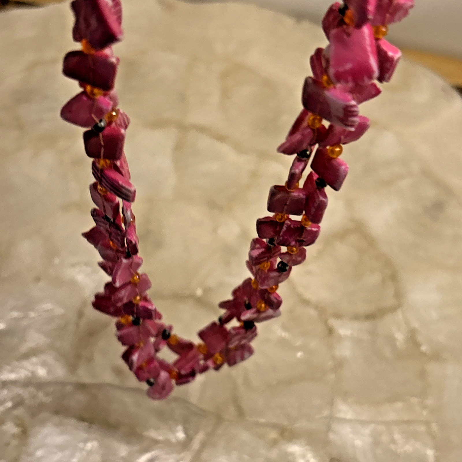 Vintage Coldwater Creek Multi-Strand Pink Shell Necklace Choker Style