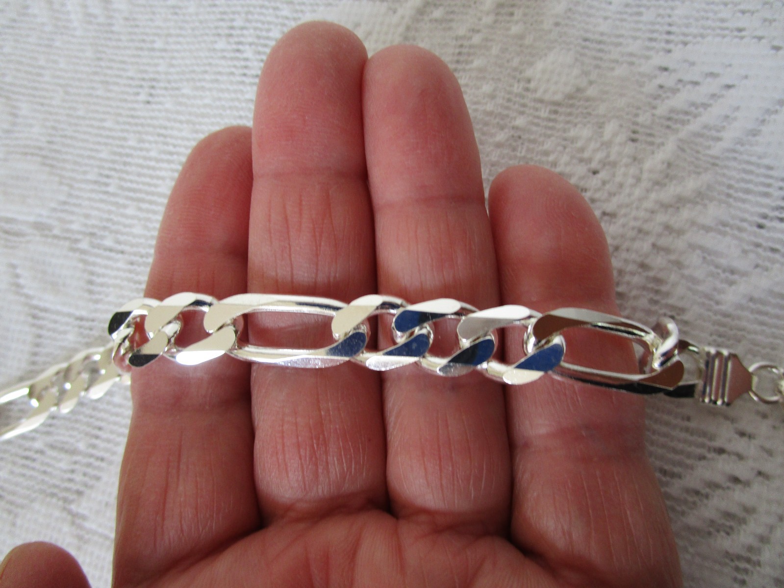 Vintage Sterling Silver Figaro Men’s Bracelet Italy Marked IBB 8.5” Long 3/8”W