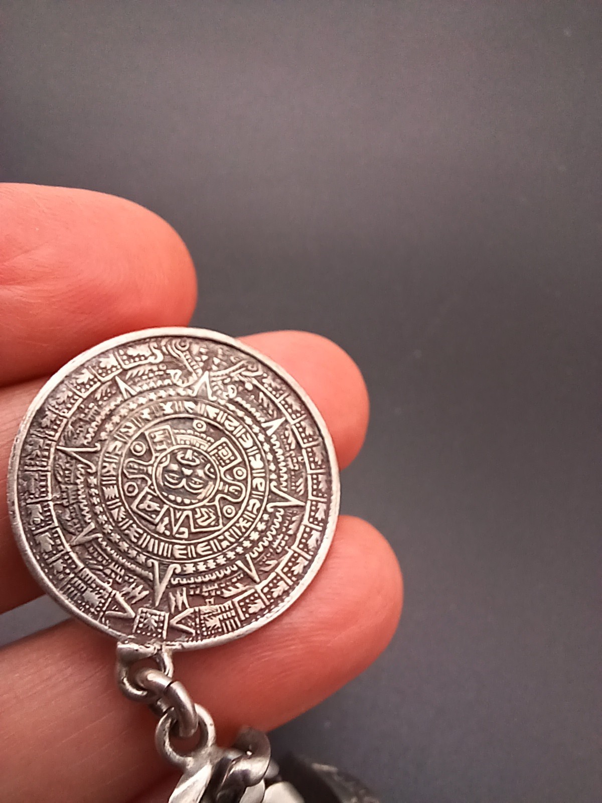 Vtg ROSI Mexican Sterling Silver Charm Bracelet 44g Aztec Calendar Sombrero 925