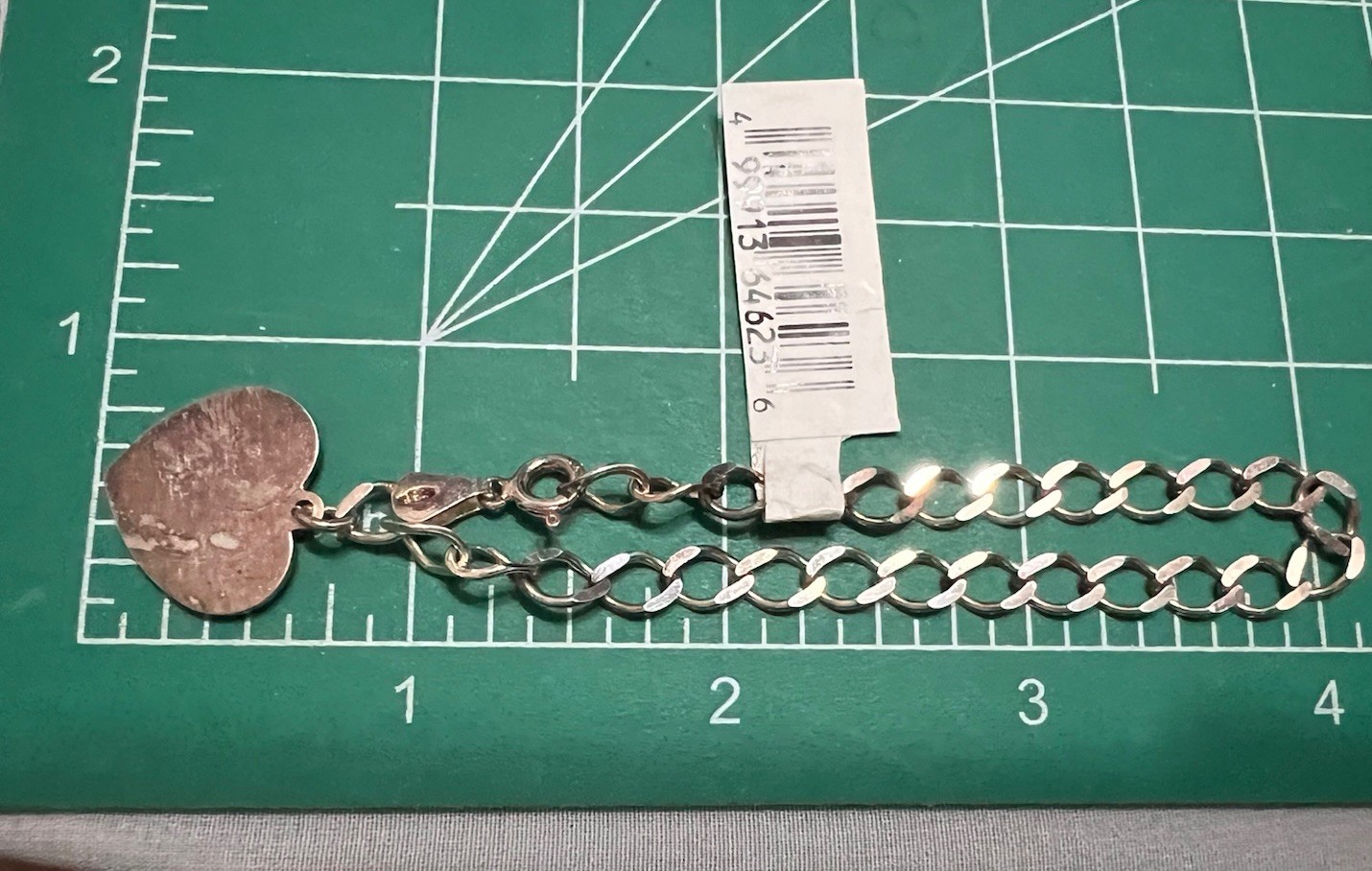 6 & 3/4″ ITALY Sterling Silver HEART Starter CHARM BRACELET Vintage w/ Tag