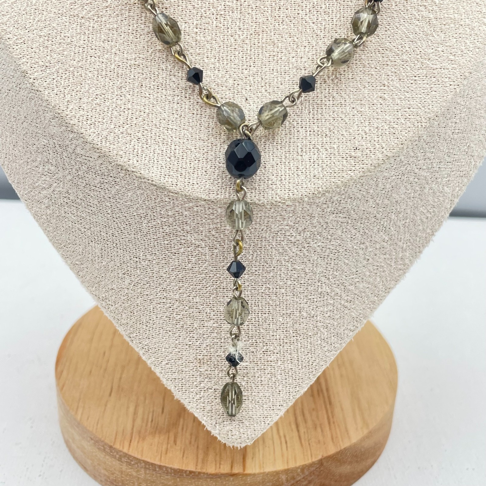 Vintage 90s Glass Beaded Y-Necklace Statement Women’s Classic Fashion Jewelry