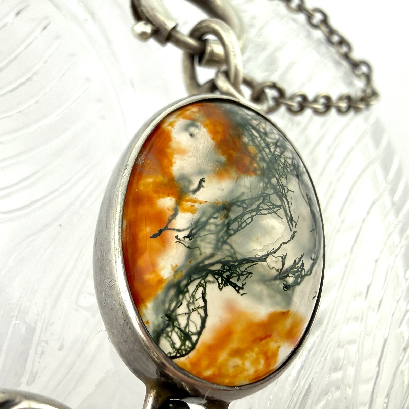 Stunning Vintage Scottish Sterling Silver Moss Agate &Faceted Cairngorm Bracelet