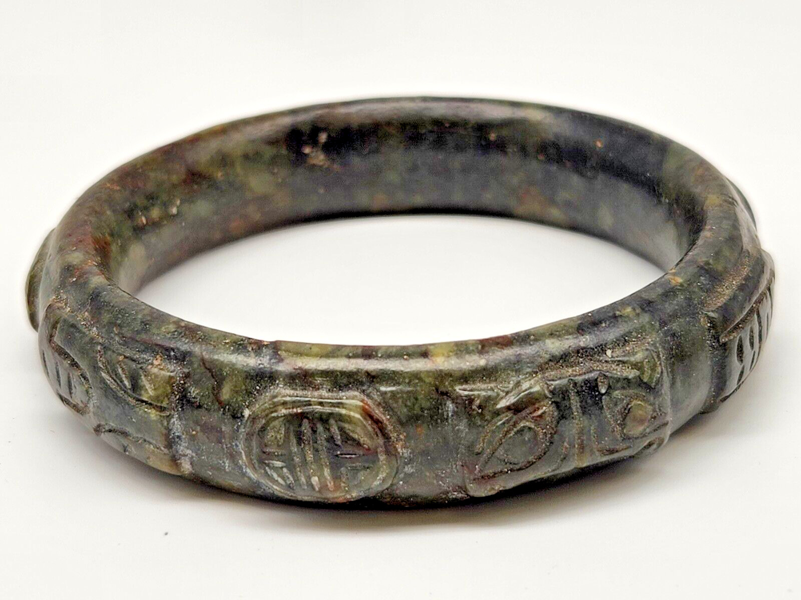Vintage Natural Dark Green Jade Jadeite 17mm Bangle Bracelet