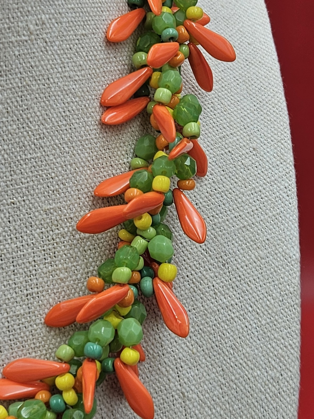 Vintage Colorful Glass Beaded Tutti Frutti Necklace Corn Carrots Peas