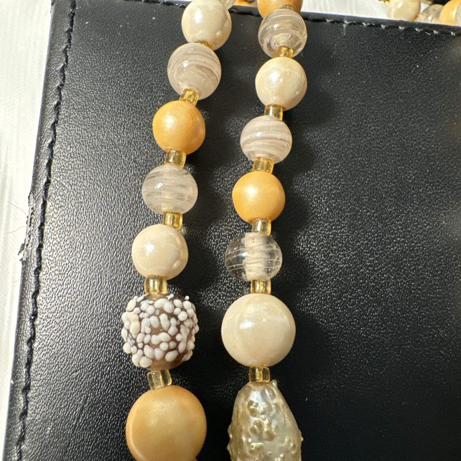Vintage Japan Glass Sugar Bead Import Necklace 1960’s Graduated Multi Strand