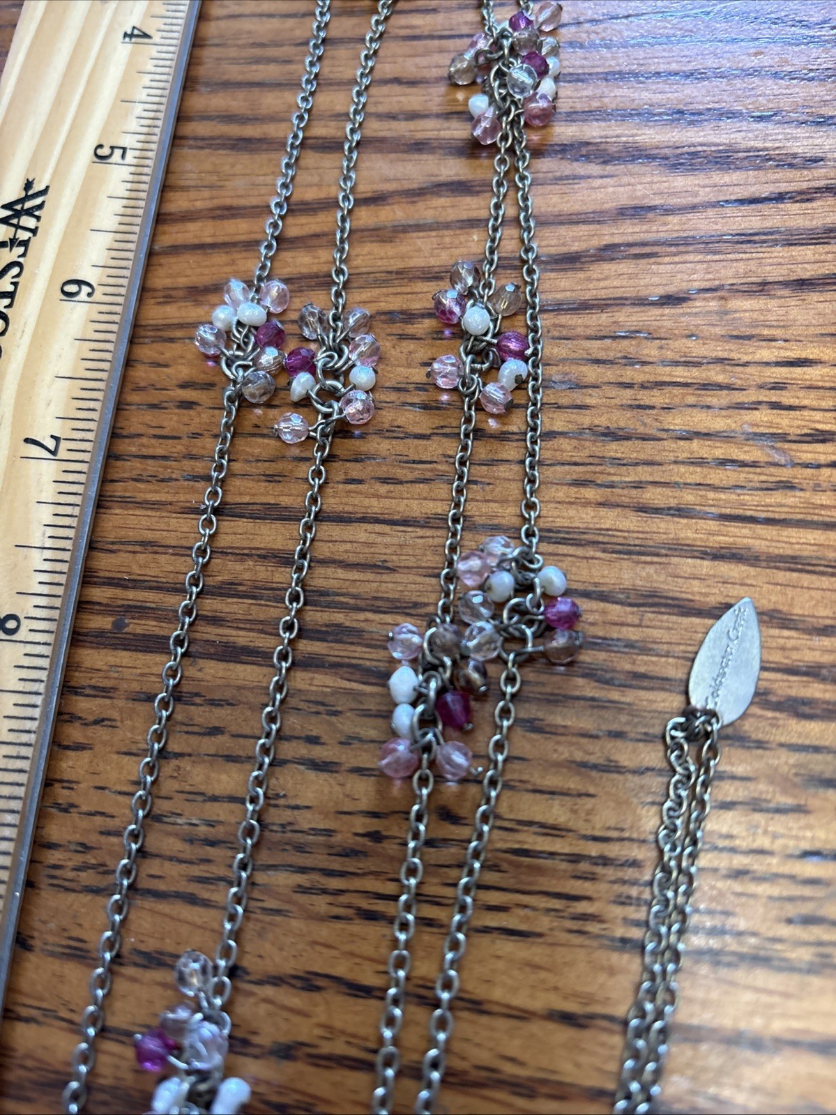 Vintage Coldwater Creek Necklace Single Strand Pink And White Beads
