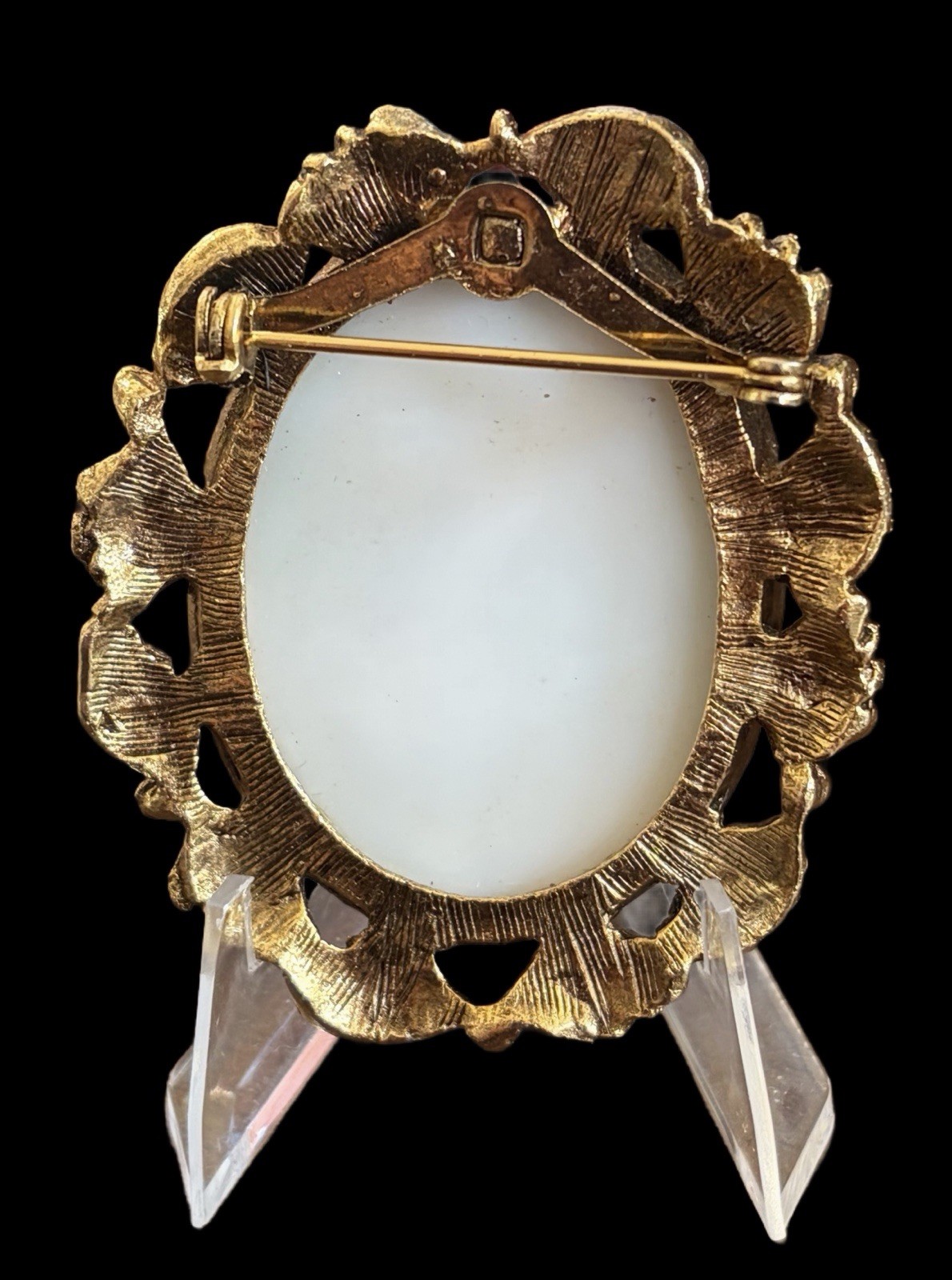 Vintage Hand Painted Porcelain Cameo Brooch Portrait Of Auguste Strobel 1891