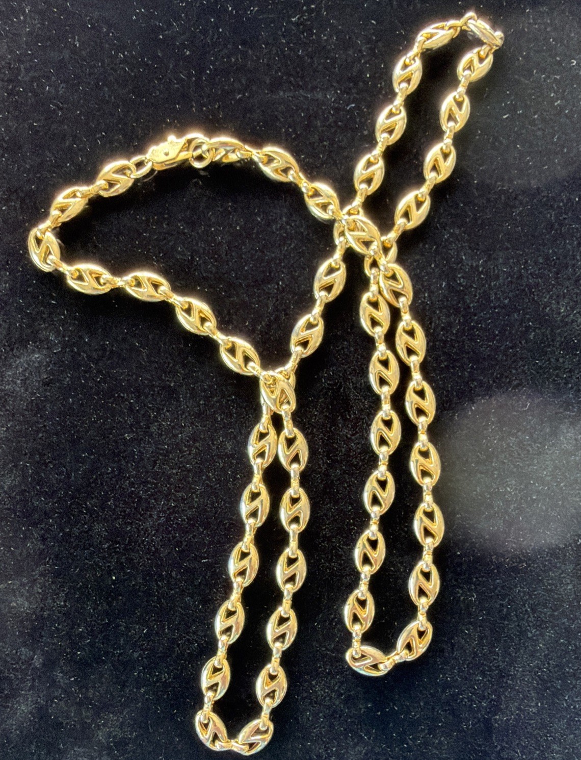 VTG Mariner/Anchor Link Necklace Shiny Gold Tone Chain Vintage Men/Women 24”