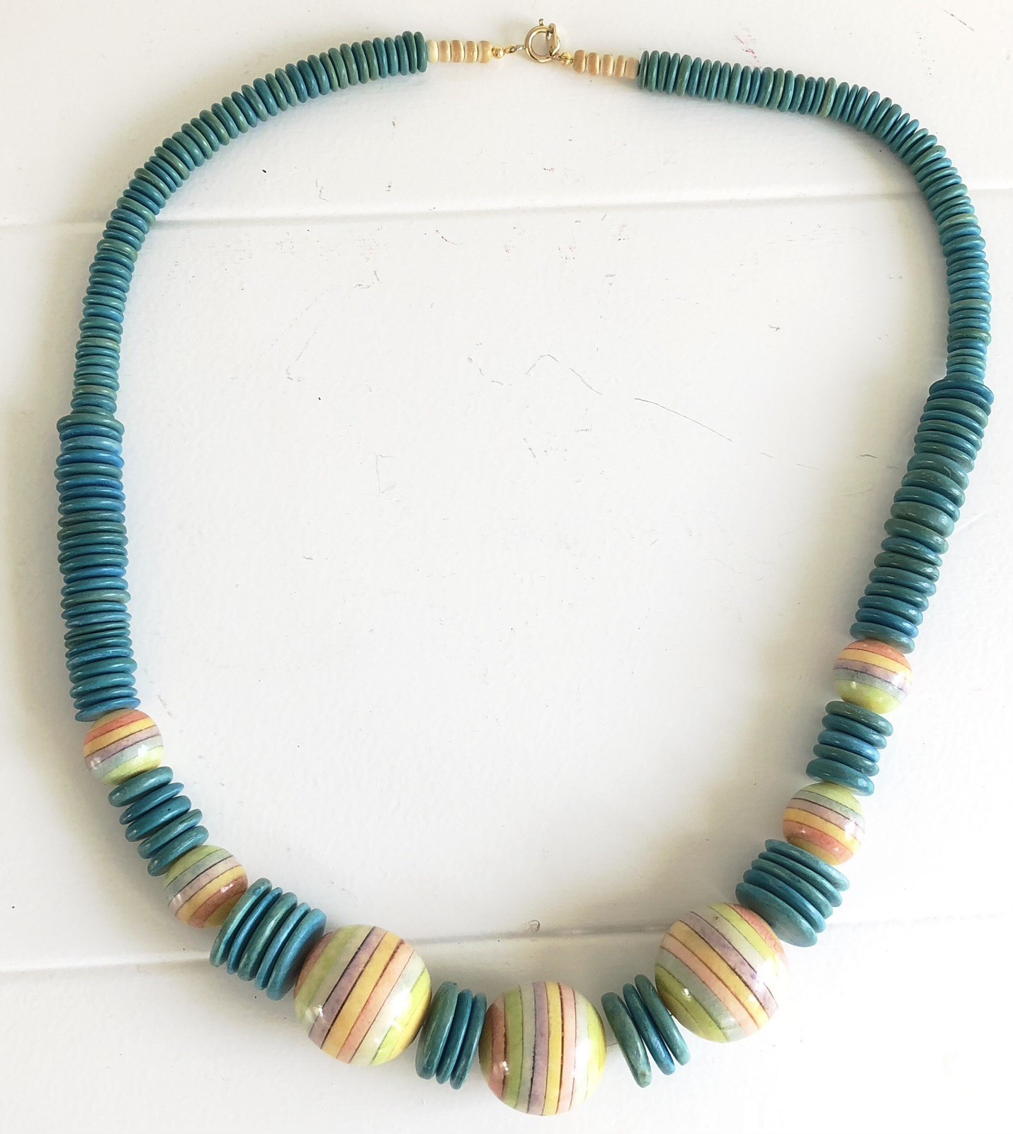 Vintage Chunky Turquoise Blue Stone Bead Necklace