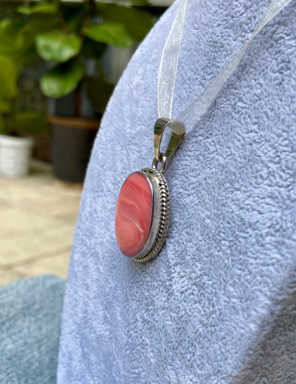 🎥 2″ Beach Peach Pink Spiny Oyster Sterling Silver Mexico Pendant Orange Vtg