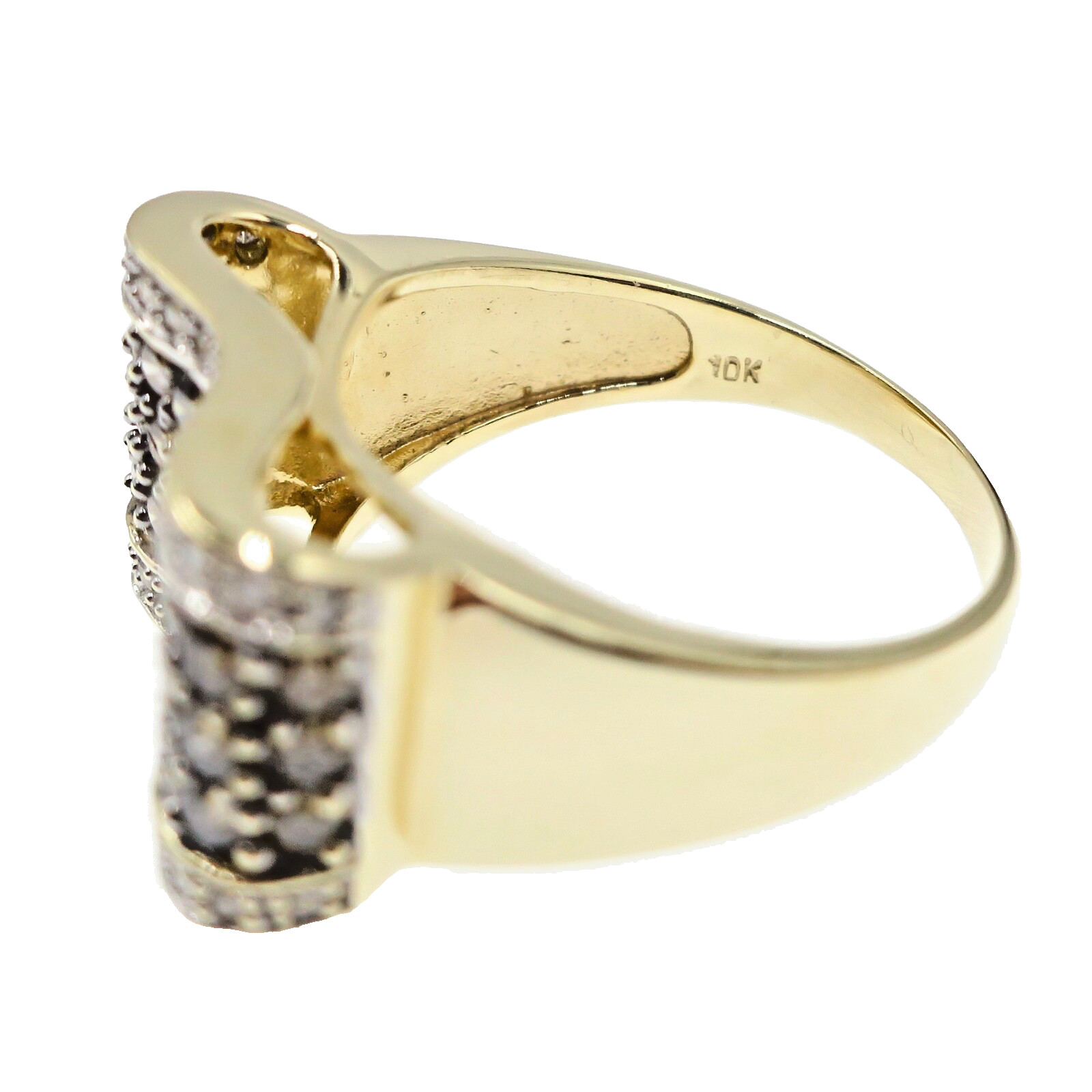 10k Solid Yellow Gold 1ct Natural Champagne and White Diamond Ring Size 8