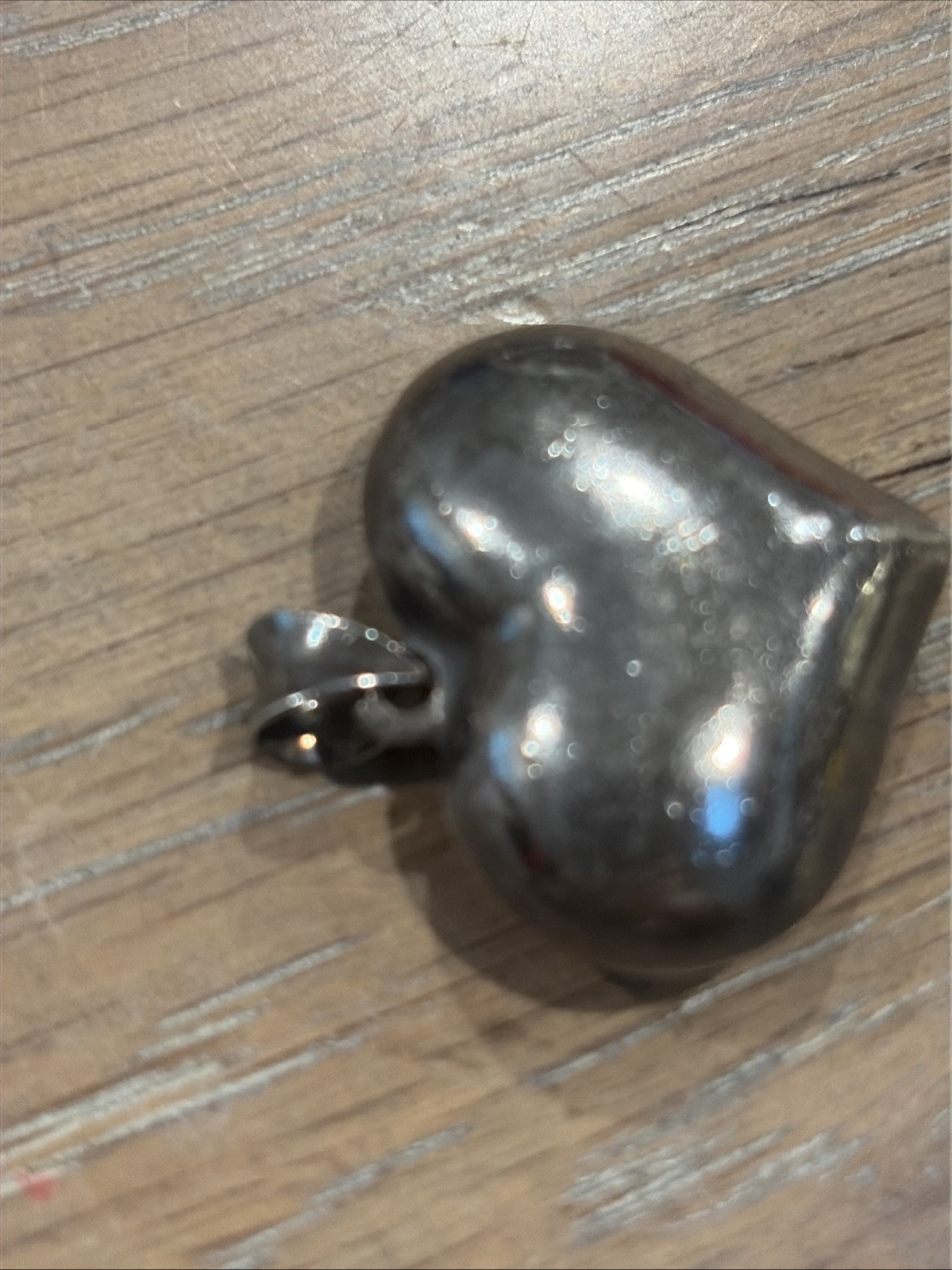 Vintage 925 Sterling Silver Puff Heart Pendant Charm