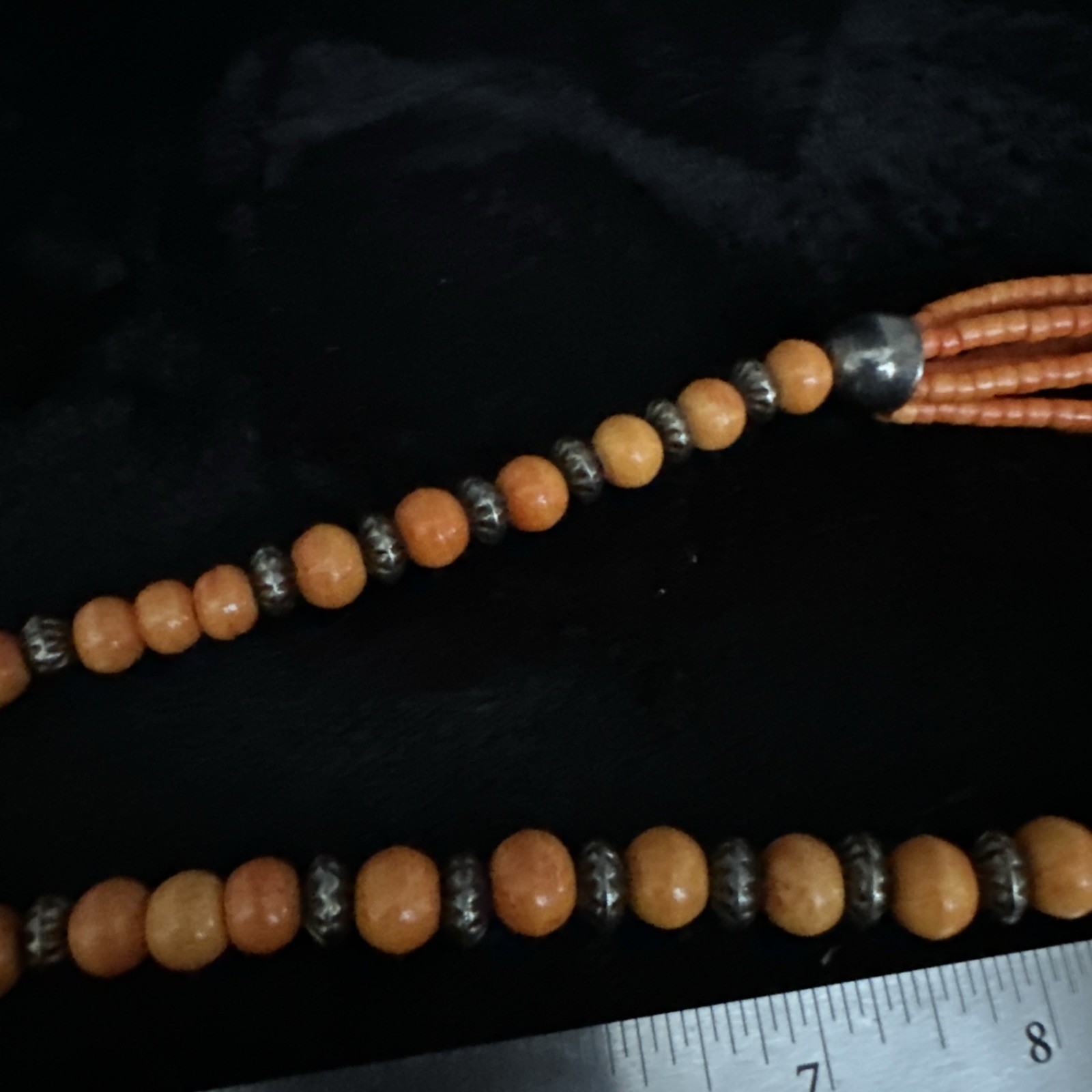 Vintage Orange And Silver Beaded Statement Necklace