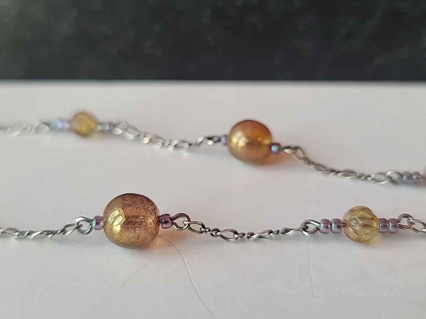 925 Sterling Silver Glass Station Toggle Closure Necklace Vintage