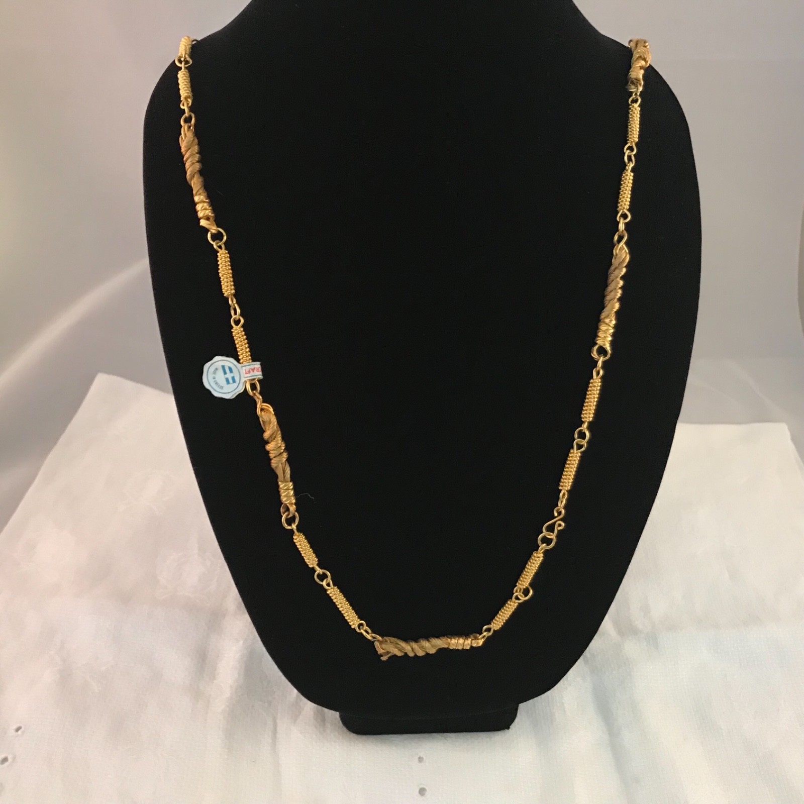 1970’s Handmade Greek Gold Plated Wire Wrapped Necklace NOS