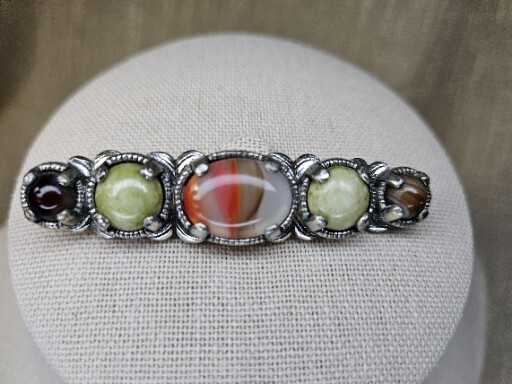 Vintage Miracle Britain Faux Stones Pewter Tone Brooch