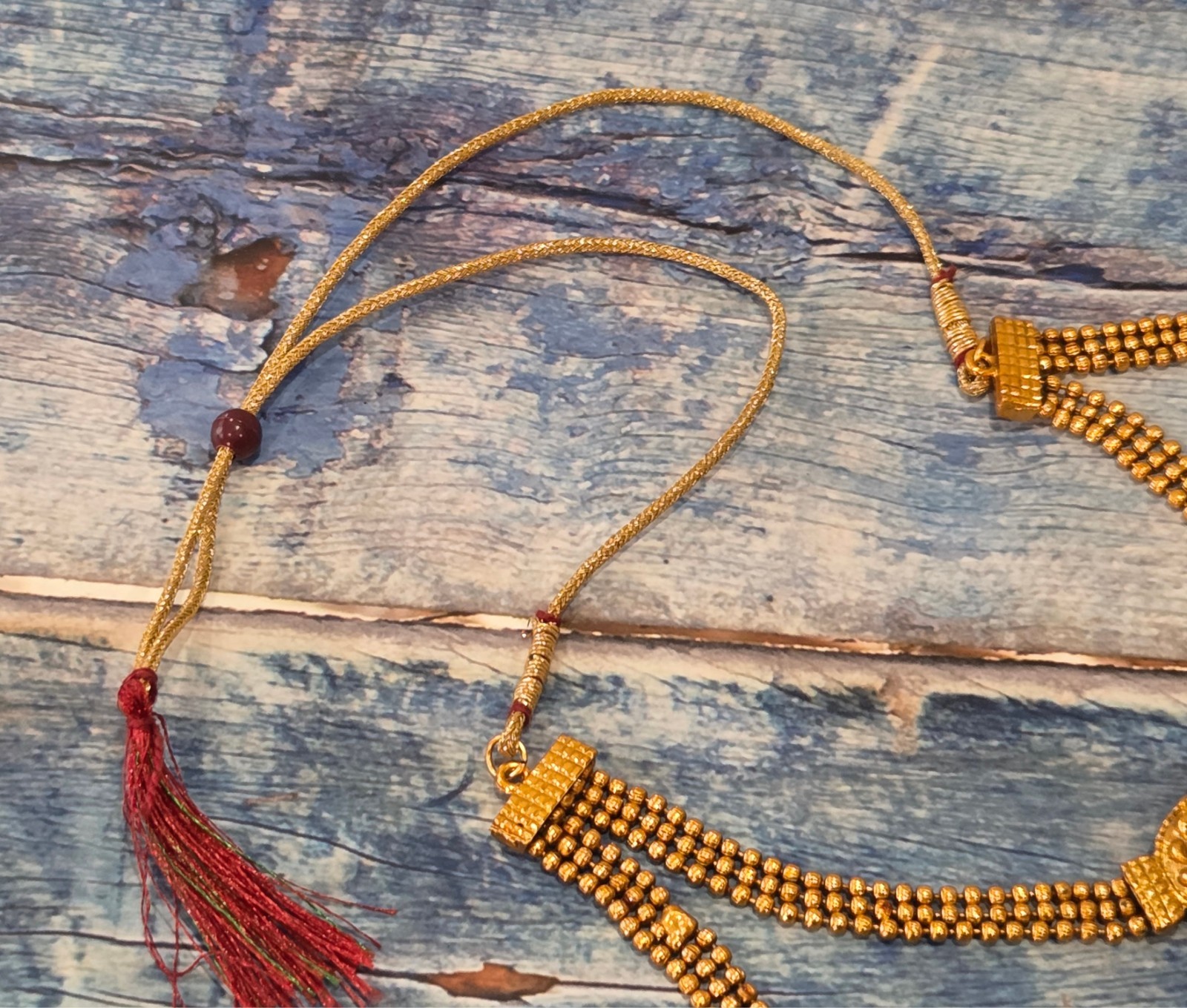 VINTAGE-RETRO Fabulous 22″ Gold South Indian Bridal Duel Necklace / Asian Haram