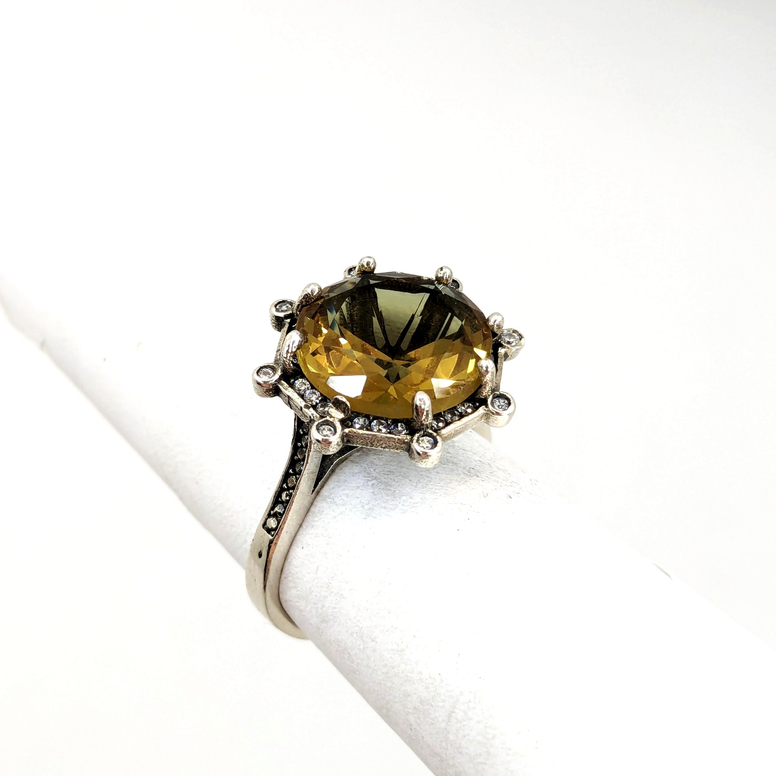 Vintage Luxury RING Silver 925 with Big Bright Stone -size: 7US (17.5mm) | #5