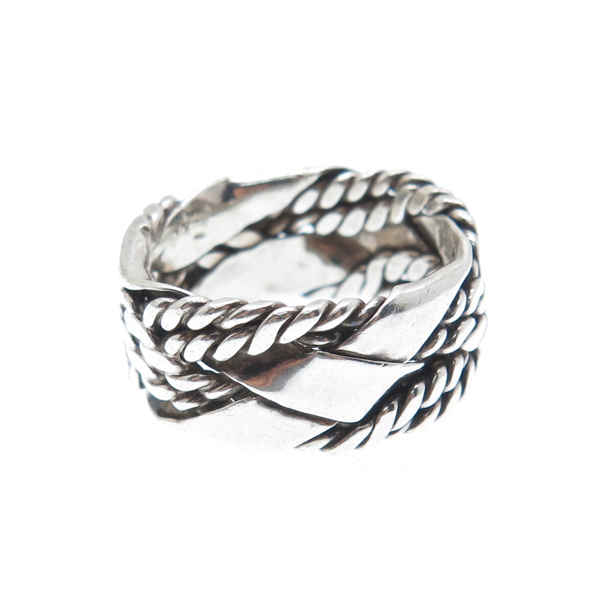 DOMINIQUE DINOUART 925 Sterling Vintage Mexico Crisscross Band Ring Size 6.25
