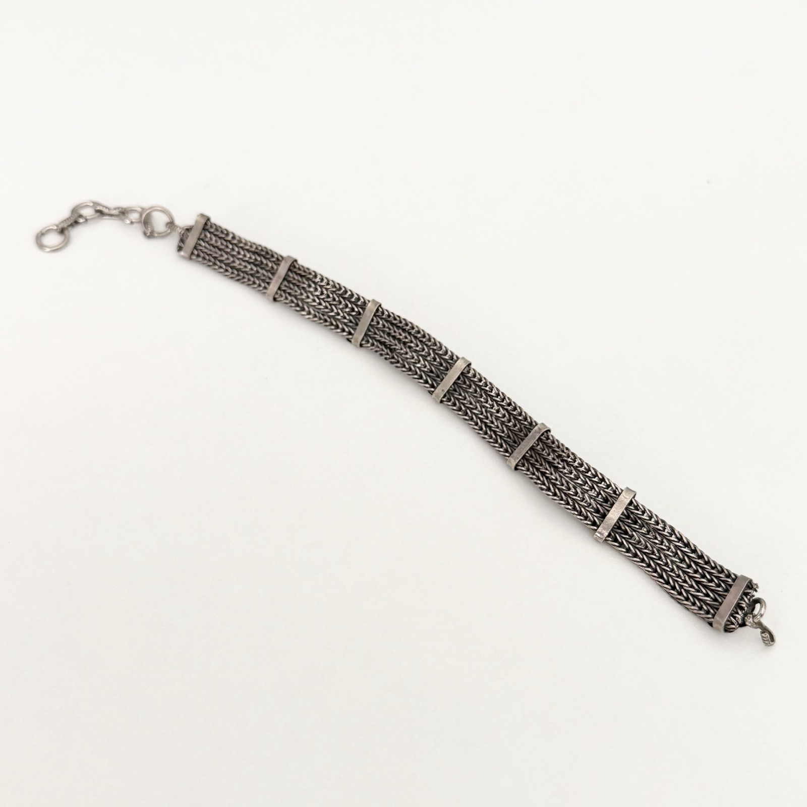 Vintage Cannetille Flower Silver Tone Chain Link Ladies Bracelet