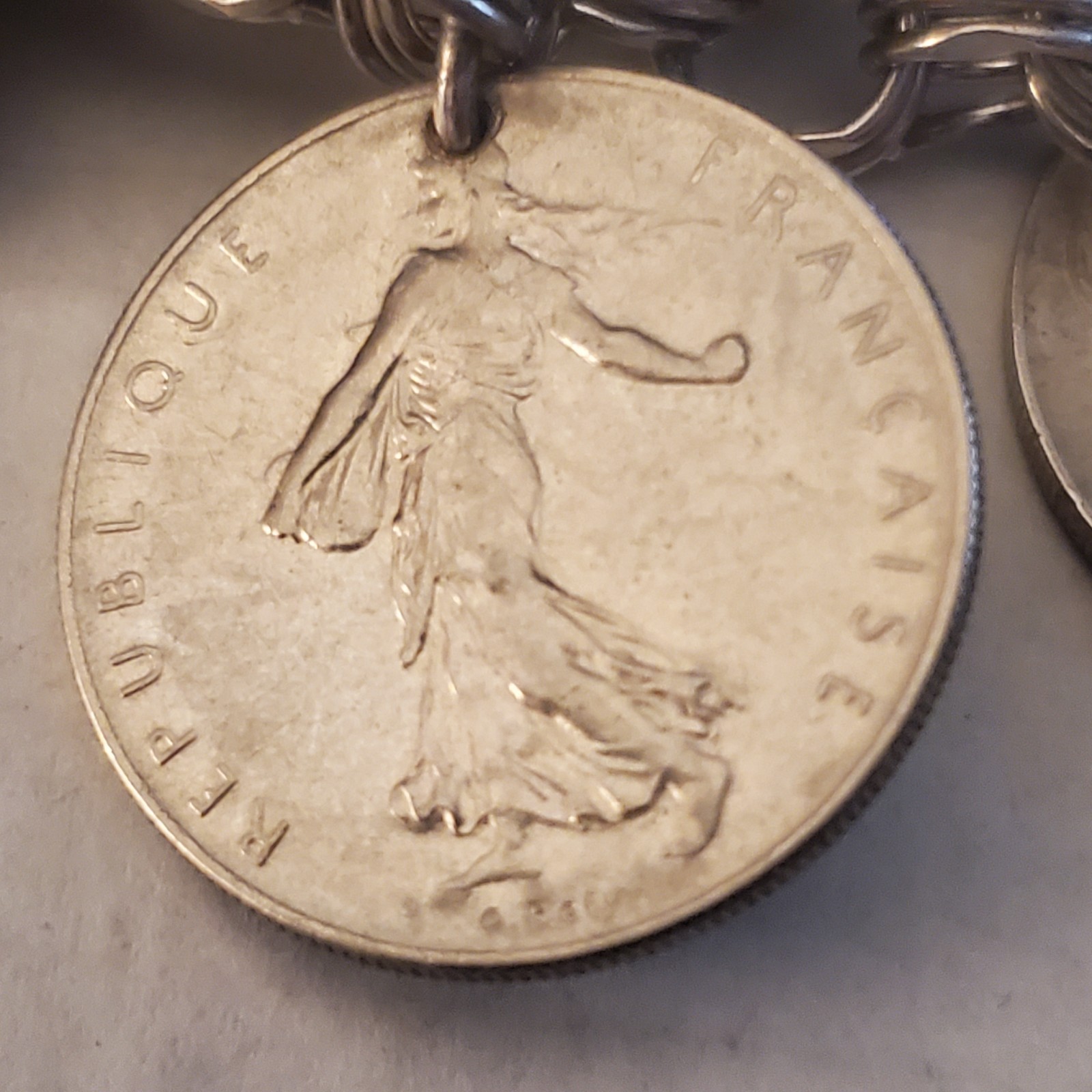 Sterling Silver Bracelet With Real European Coins 1949-1965 total of 20 Vintage