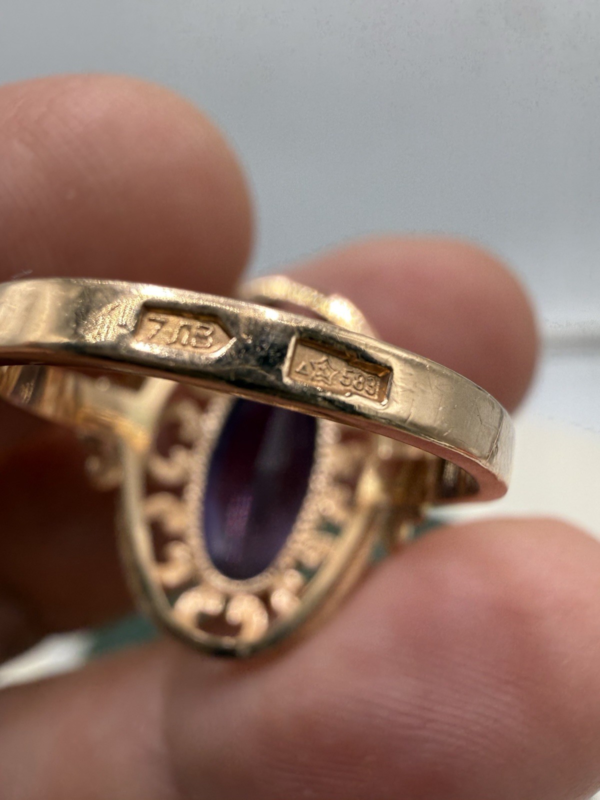 Vintage Soviet Solid Rose Gold Ring 14 K 583 Size 8.5