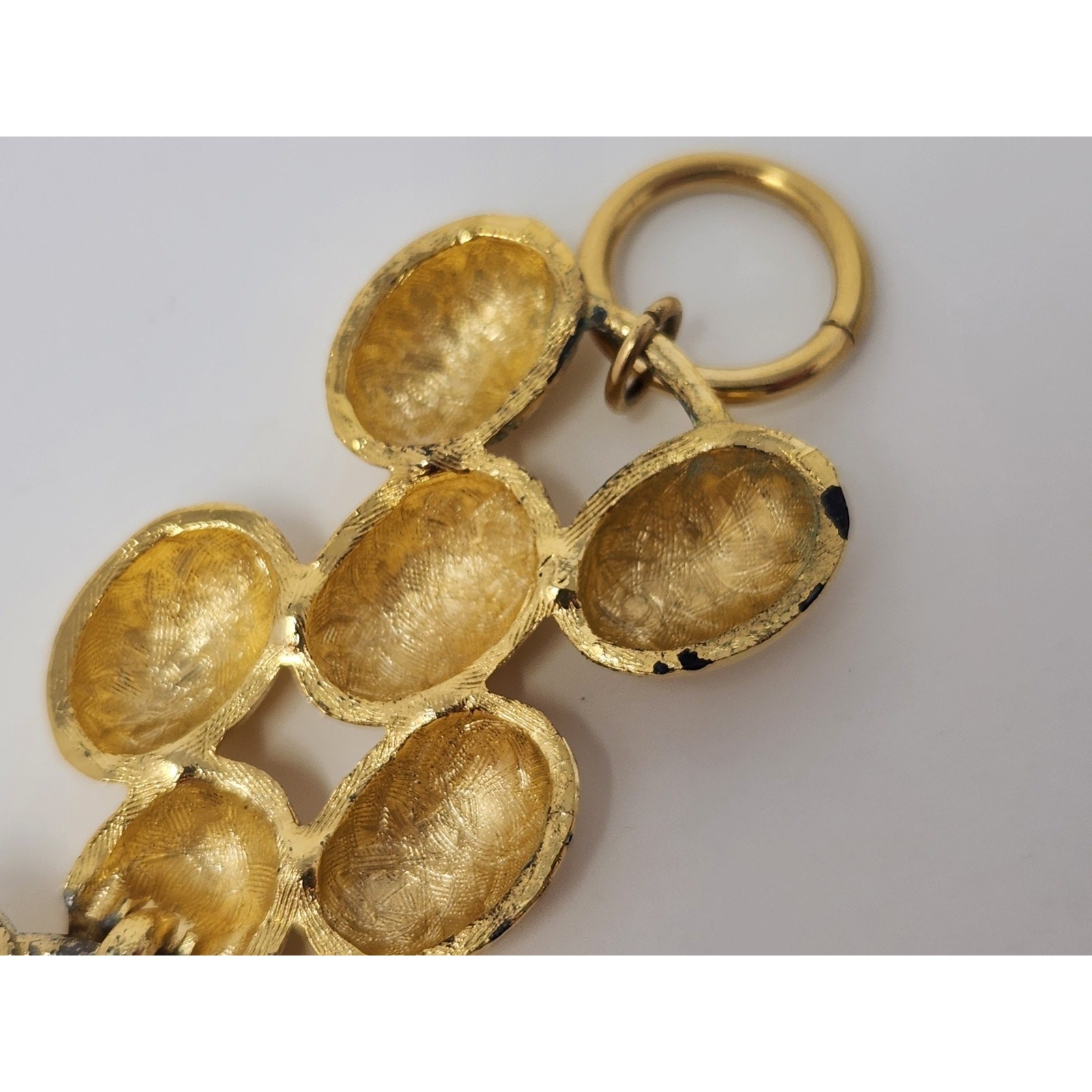 Heavy Panther Link Gold Tone Chunky Necklace Vintage Designer 18″ Toggle Closure