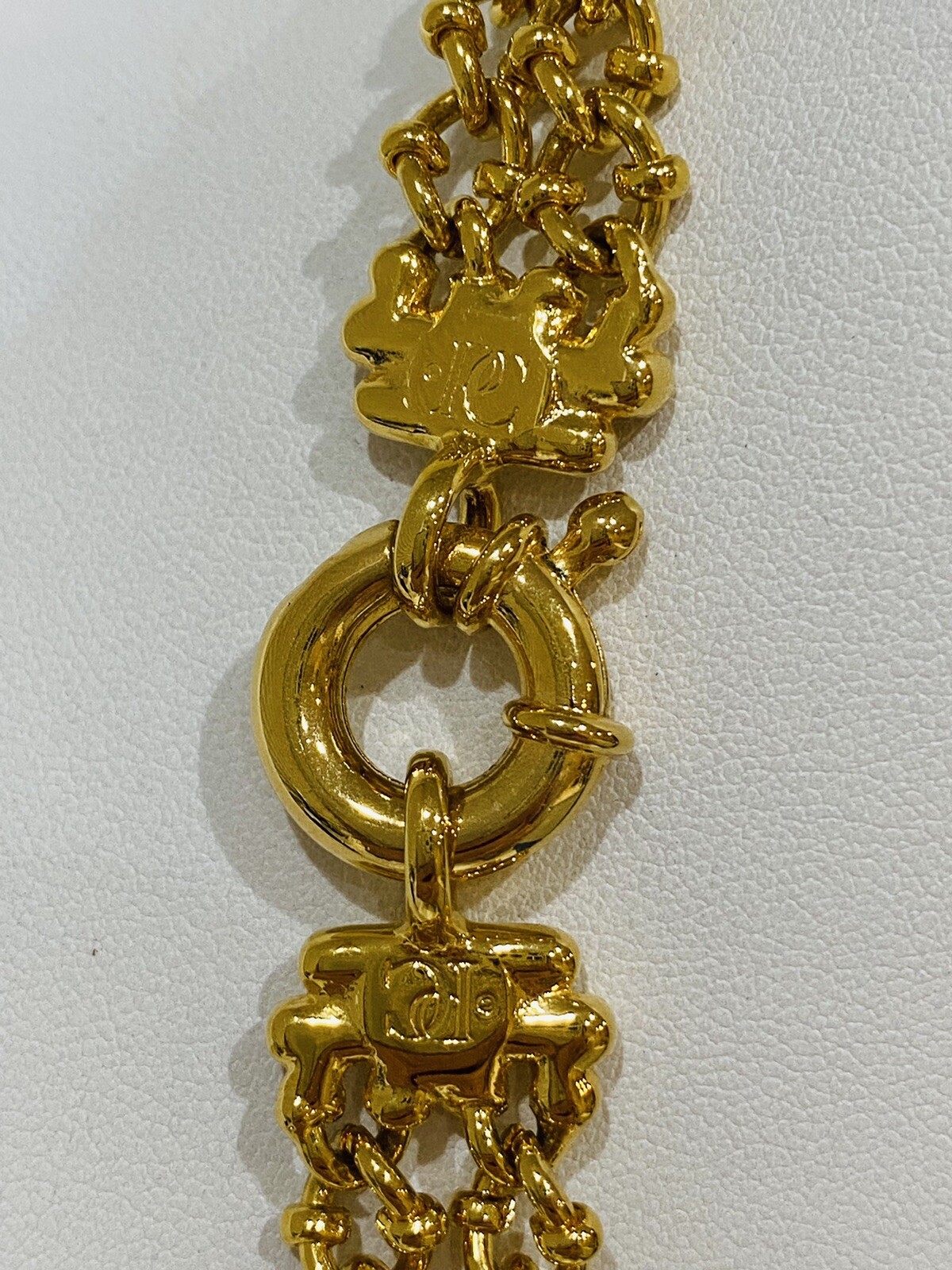 Signed Pilar Crespi 17-18” Double Gold T Thick Open Link Necklace Vintage New
