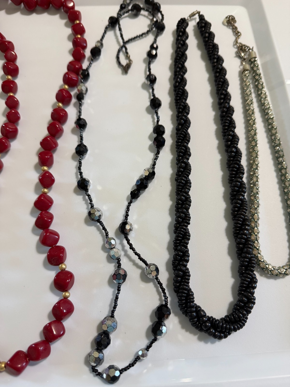 Vintage Lot of 7 Necklaces Beads Faux Pearls Swarovski Plastic Retro
