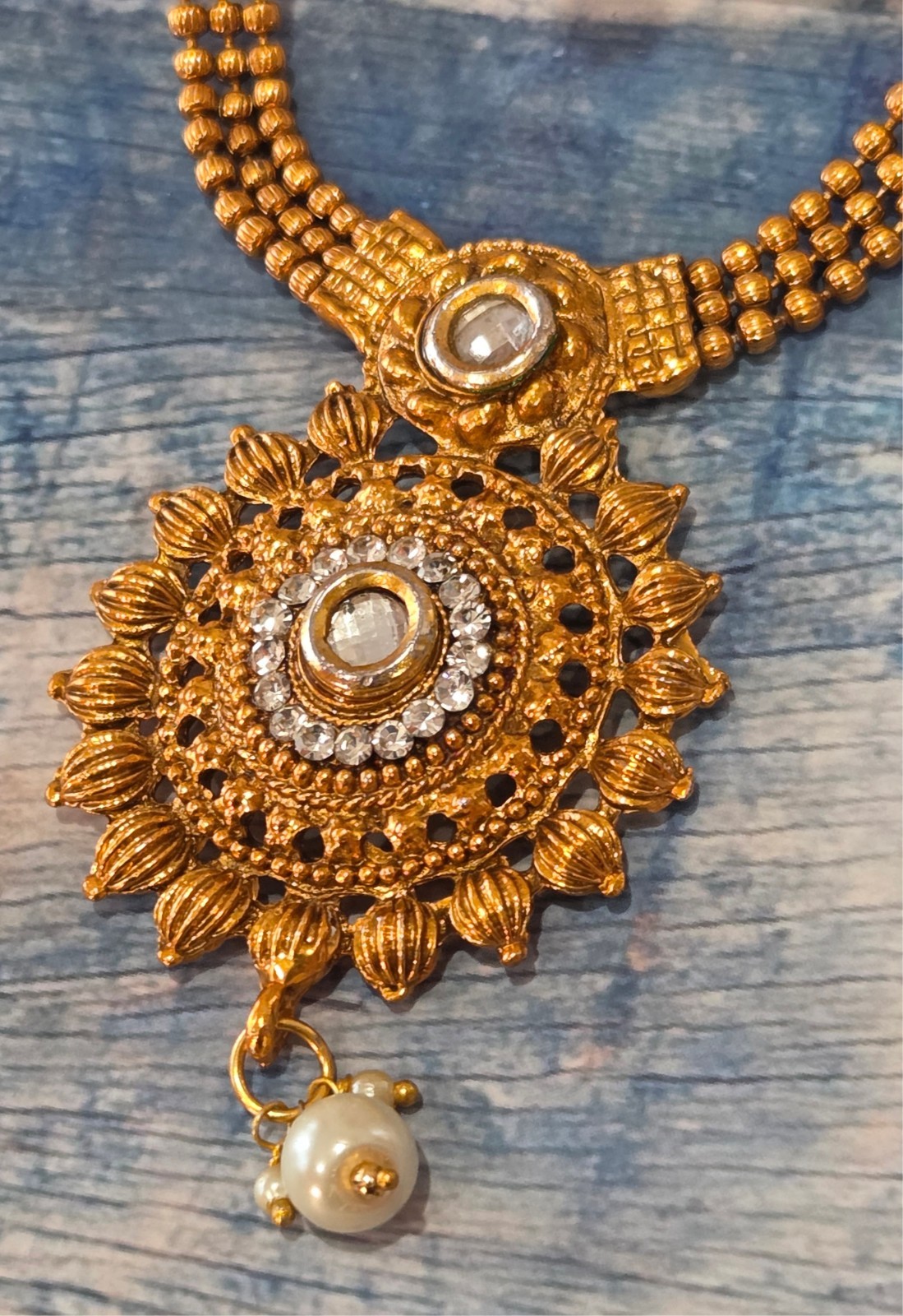 VINTAGE-RETRO Fabulous 22″ Gold South Indian Bridal Duel Necklace / Asian Haram