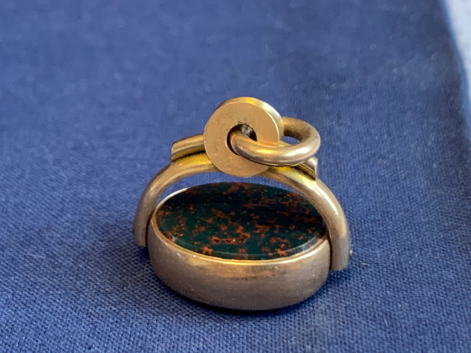 Antiq Yellow Gold Pocket Watch Fob Rotating Pendant Bloodstone Carnelian 10.19g