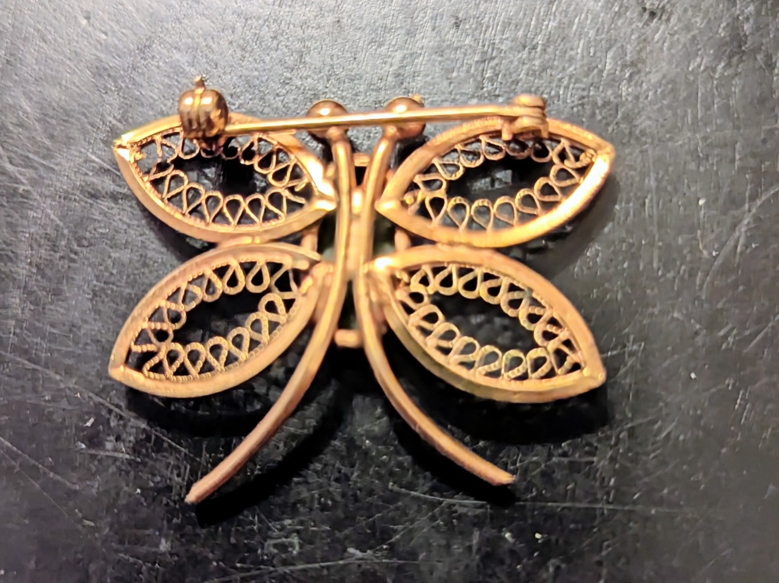BUTTERFLY PIN CHRYSOPHASE 12k Gold Filled Unmarked Beautiful Delicate