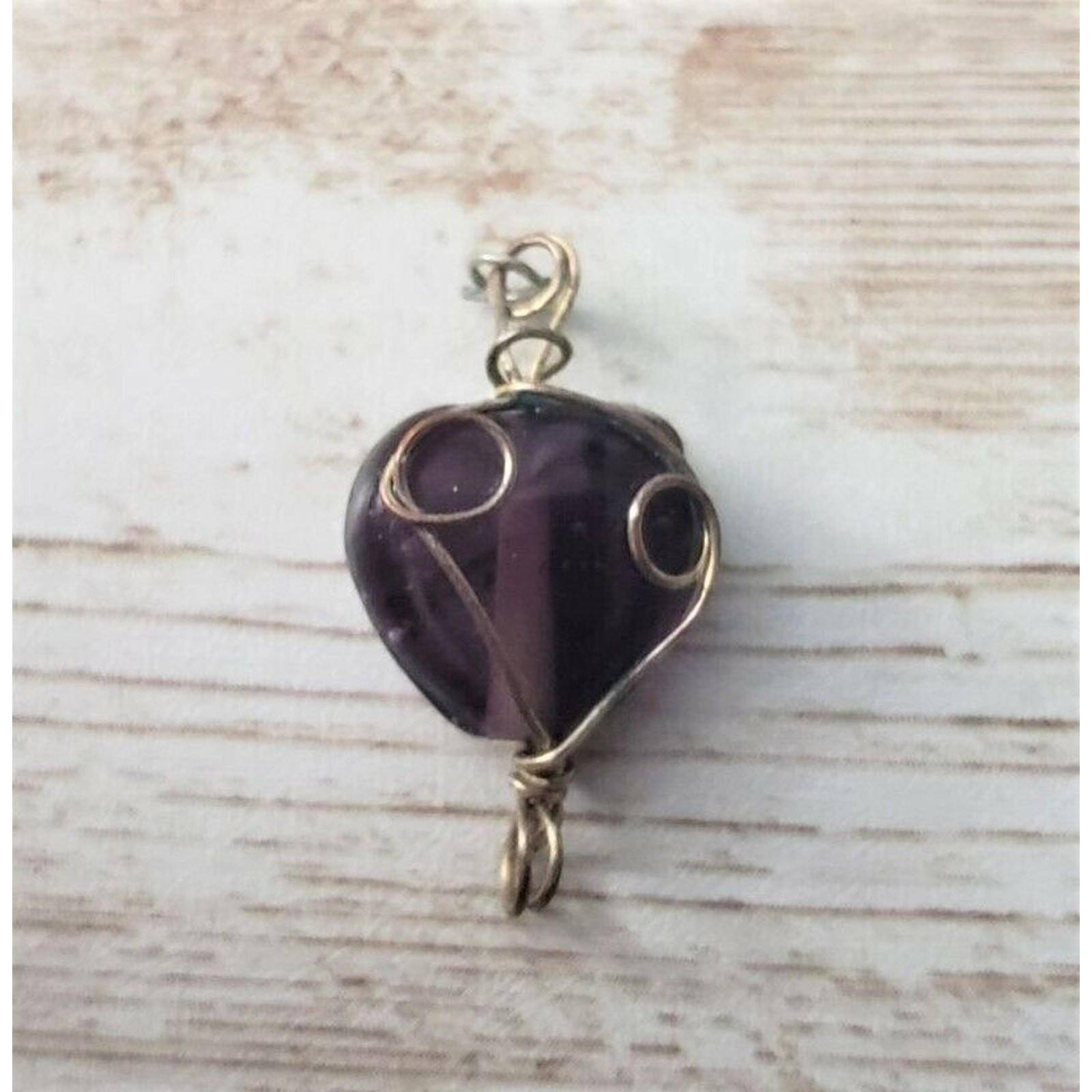 Vintage Pendant Purple With Wire Wrap – No Chain Included