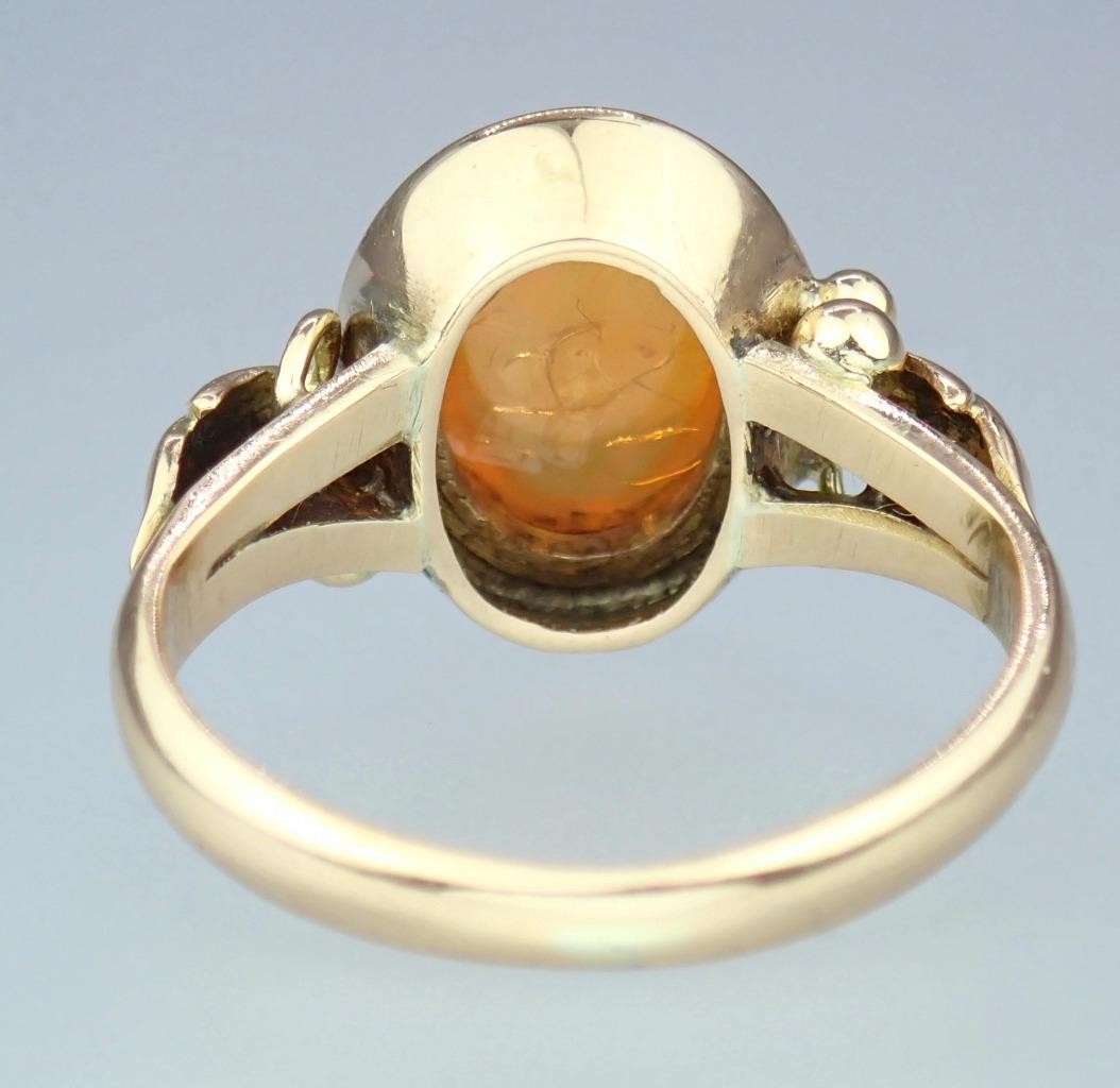 Glowing Antique Victorian Solid 14K Rose Gold Ethiopian Opal Grape Vine Ring S 5