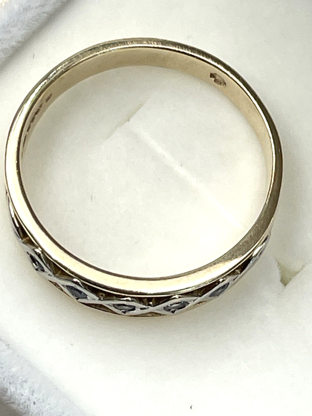 Men’s 9K 375 Yellow Gold 5.3g Ring With 5 Blue Topaz Gemstones Size 11-1/4
