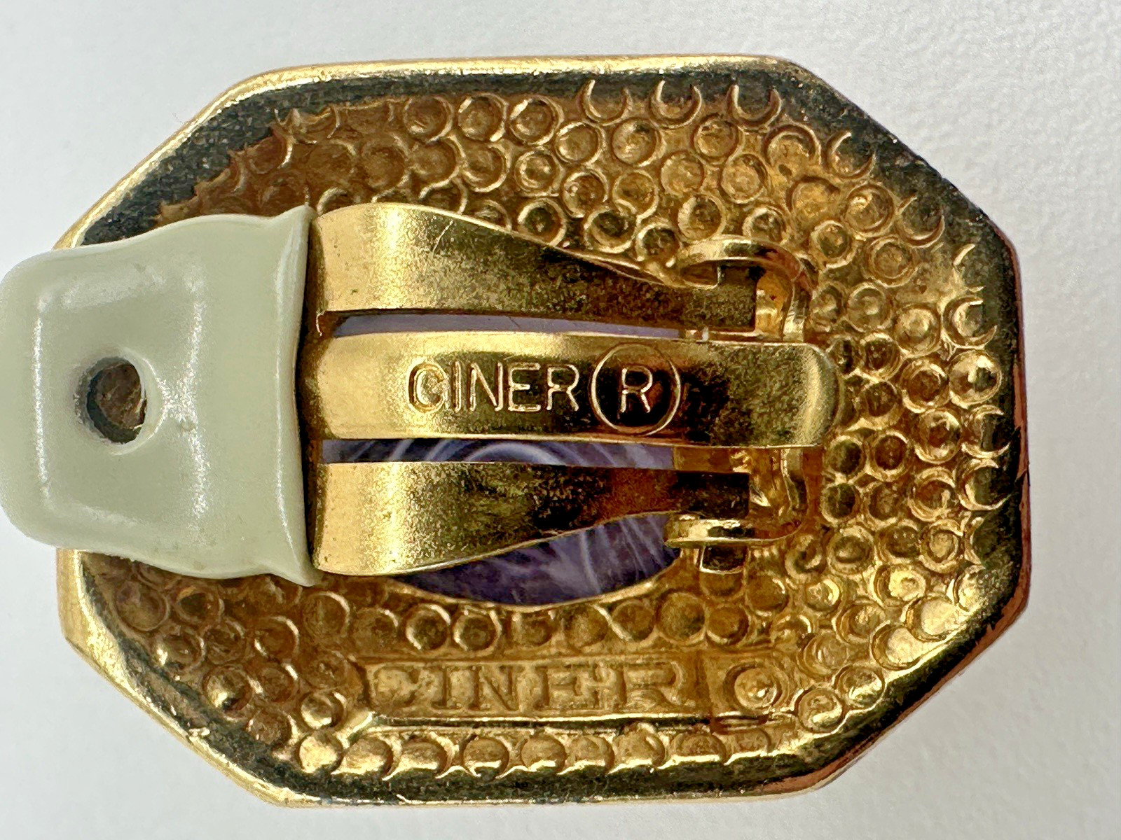 Vintage Ciner Gripoix Poured Glass Cabochon & Rhinestone Clip-on Earrings